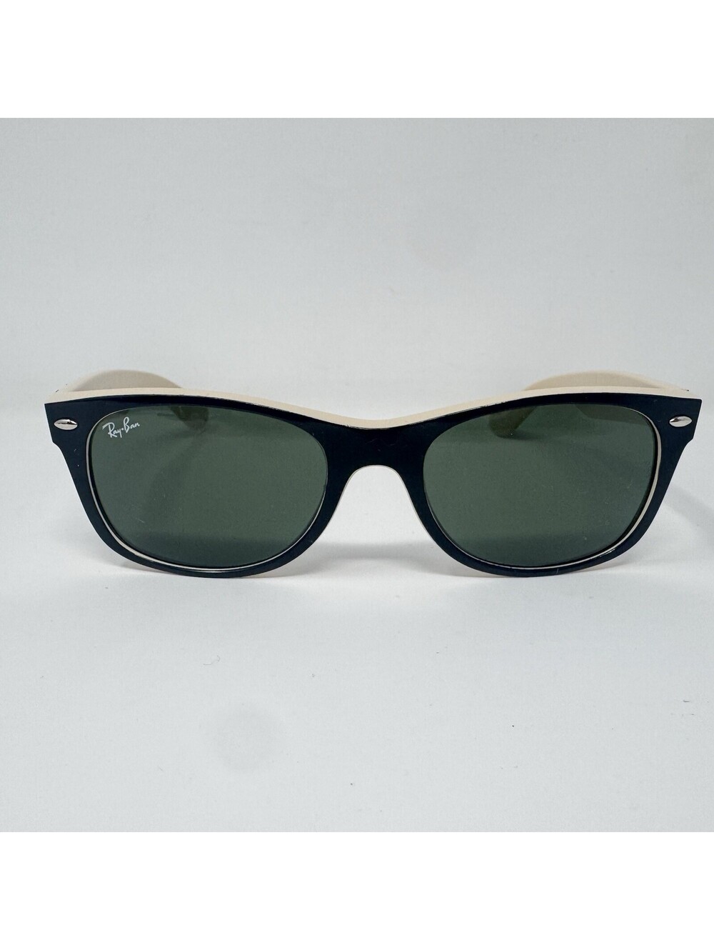 Ray-Ban RB2132 875 New Wayfarer Black Beige Green Sunglasses 52-18-145